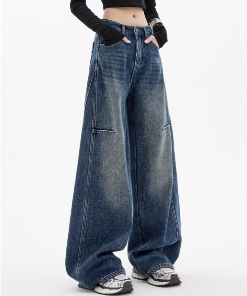 gossip!ロサンゼルス(ゴシップロサンゼルス)の「バレルレッグ ワイドデニムパンツ(デニムパンツ・レディース・ブルー・S/M)」の6枚目の写真
