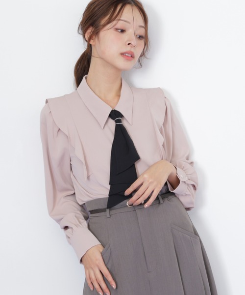 JILL by JILL STUART（ジルバイジルスチュアート）の「◇ラッフルボウタイブラウス（シャツ/ブラウス・レディース・ピンク/ホワイト/ブルー/ブルー系その他・FREE）」の4枚目の写真