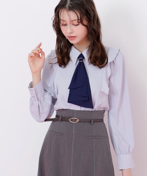 JILL by JILL STUART（ジルバイジルスチュアート）の「◇ラッフルボウタイブラウス（シャツ/ブラウス・レディース・ピンク/ホワイト/ブルー/ブルー系その他・FREE）」の8枚目の写真