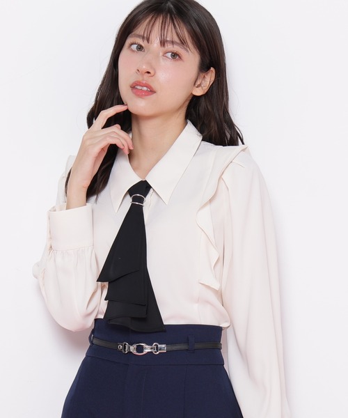 JILL by JILL STUART（ジルバイジルスチュアート）の「◇ラッフルボウタイブラウス（シャツ/ブラウス・レディース・ピンク/ホワイト/ブルー/ブルー系その他・FREE）」の16枚目の写真