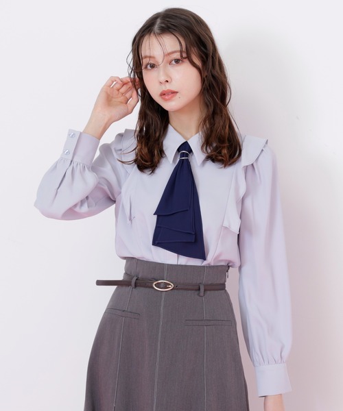 JILL by JILL STUART（ジルバイジルスチュアート）の「◇ラッフルボウタイブラウス（シャツ/ブラウス・レディース・ピンク/ホワイト/ブルー/ブルー系その他・FREE）」の5枚目の写真