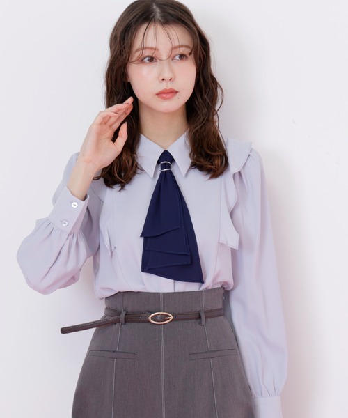 JILL by JILL STUART（ジルバイジルスチュアート）の「◇ラッフルボウタイブラウス（シャツ/ブラウス・レディース・ピンク/ホワイト/ブルー/ブルー系その他・FREE）」の6枚目の写真