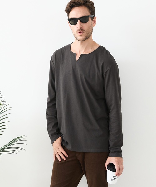 LB/S (エルビーエス)の「【汗染みの目立ちにくいTシャツ ZEROSTAIN/ゼロステイン】キーネック ロンT 防汚 UVカット(Tシャツ/カットソー・メンズ・ブラック/スミクロ/ホワイト・X-LARGE/MEDIUM/LARGE)」の3枚目の写真