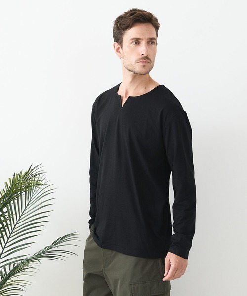 LB/S (エルビーエス)の「【汗染みの目立ちにくいTシャツ ZEROSTAIN/ゼロステイン】キーネック ロンT 防汚 UVカット(Tシャツ/カットソー・メンズ・ブラック/スミクロ/ホワイト・X-LARGE/MEDIUM/LARGE)」の13枚目の写真