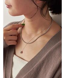 Samansa Mos2 blue | ドロップメタル2連ネックレス(ネックレス)