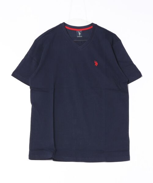 U.S. POLO ASSN.(ユーエスポロアッスン)の「【Bl】【U.S. POLO ASSN】 ⅤネックコットンTシャツ(Tシャツ/カットソー・メンズ・ブラック/ネイビー/イエロー/ホワイト・LARGE/X-LARGE/MEDIUM)」の1枚目の写真