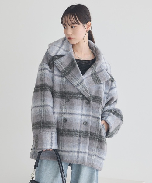 セール】【2025AW】チェックシャギーコート（テーラードジャケット
