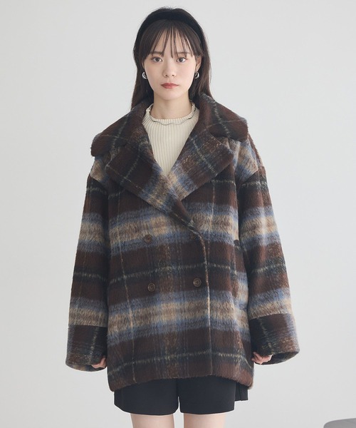 セール】【2025AW】チェックシャギーコート（テーラードジャケット