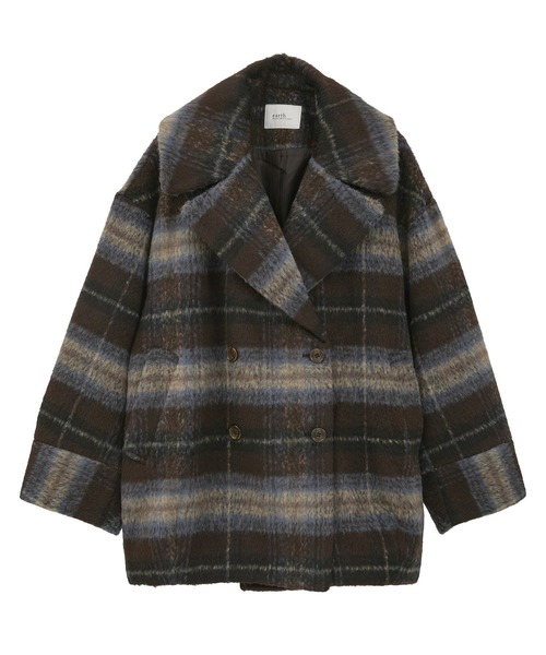 2025AW】チェックシャギーコート（テーラードジャケット）｜earth