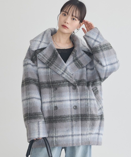 セール】【2025AW】チェックシャギーコート（テーラードジャケット