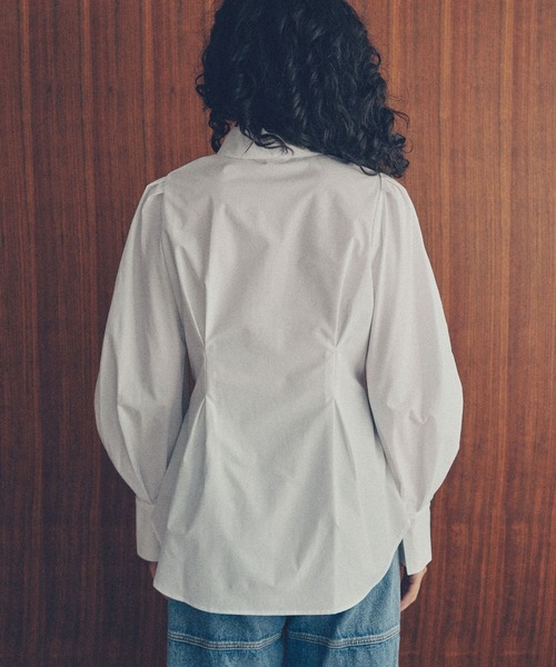 YOOU(ユー)の「ウエストタックシャツ/タックデザイン × フィットシルエット(Tシャツ/カットソー・レディース・ホワイト/ベージュ/ストライプ・FREE)」の11枚目の写真