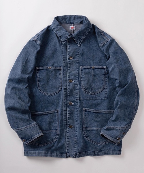 HANES(ヘインズ)の「【78】【Hanes/ヘインズ】デニムカバーオール/デニムジャケット/アメカジ(カバーオール・メンズ・ブラック/サックスブルー/ワンウォッシュ/ブルー・S/M/L/XL)」の3枚目の写真