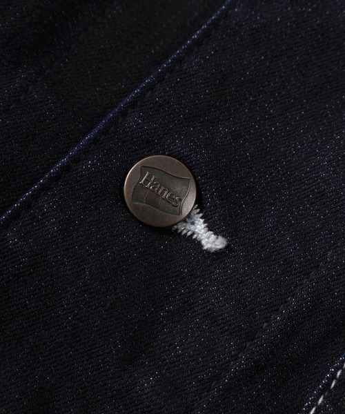 HANES(ヘインズ)の「【78】【Hanes/ヘインズ】デニムカバーオール/デニムジャケット/アメカジ(カバーオール・メンズ・ブラック/サックスブルー/ワンウォッシュ/ブルー・S/M/L/XL)」の7枚目の写真