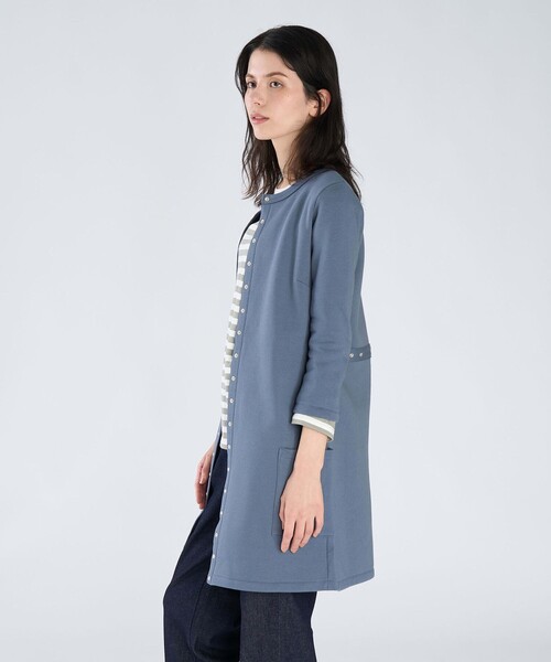 agnes b.(アニエスベー)の「オーガニックコットン メルトン 七分袖 カーディガンプレッション "Robe"(カーディガン/ボレロ・レディース・グレー系その他・1/2/3)」の3枚目の写真