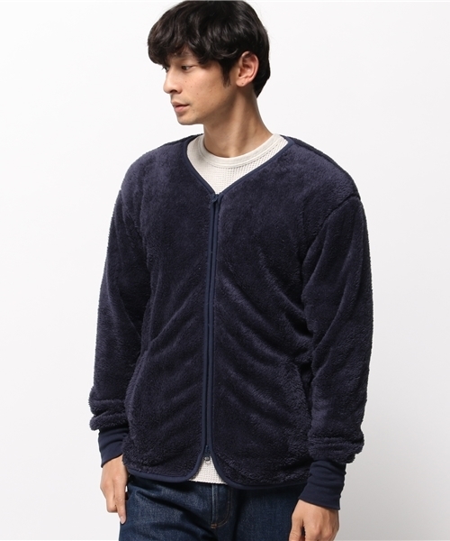 OUTLET(アウトレット)の「【WHO'S WHO gallery】両面ボアZIPカーデ(カーディガン/ボレロ・メンズ・ネイビー/アイボリー/グレー・LARGE)」の1枚目の写真