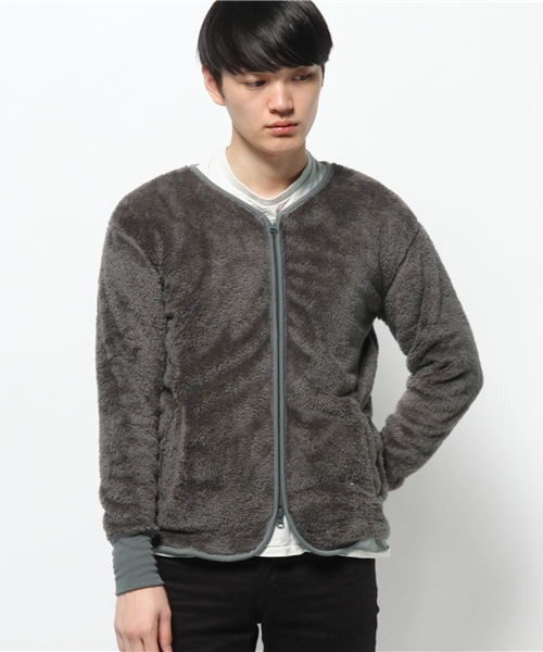 OUTLET(アウトレット)の「【WHO'S WHO gallery】両面ボアZIPカーデ(カーディガン/ボレロ・メンズ・ネイビー/アイボリー/グレー・LARGE)」の2枚目の写真