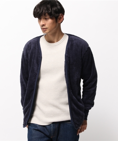 OUTLET(アウトレット)の「【WHO'S WHO gallery】両面ボアZIPカーデ(カーディガン/ボレロ・メンズ・ネイビー/アイボリー/グレー・LARGE)」の6枚目の写真