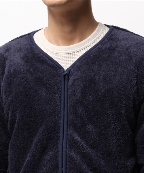 OUTLET(アウトレット)の「【WHO'S WHO gallery】両面ボアZIPカーデ(カーディガン/ボレロ・メンズ・ネイビー/アイボリー/グレー・LARGE)」の7枚目の写真