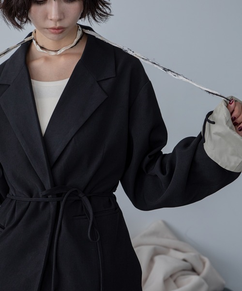 VACANCY（ヴァカンシー）の「チャイナボタンオーバージャケット/SETUP（テーラードジャケット・レディース・チャコールグレー/ブラック・FREE）」の8枚目の写真