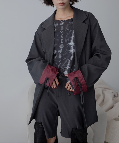 VACANCY（ヴァカンシー）の「チャイナボタンオーバージャケット/SETUP（テーラードジャケット・レディース・チャコールグレー/ブラック・FREE）」の10枚目の写真