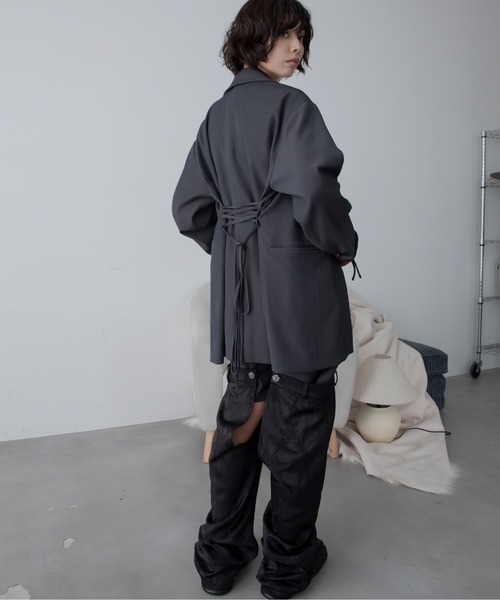 VACANCY（ヴァカンシー）の「チャイナボタンオーバージャケット/SETUP（テーラードジャケット・レディース・チャコールグレー/ブラック・FREE）」の21枚目の写真