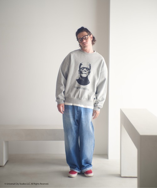 ADAM PATEK（アダムパテック）の「ADAMPATEK/Frankenstein portrait crewneck/フランケンシュタイン肖像画プリントコラボスウェット(AP2524020)（スウェット・レディース・ブラック/杢グレー・1/2）」の7枚目の写真