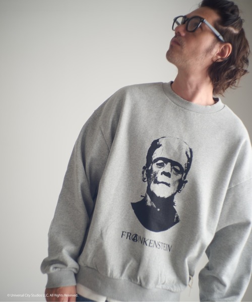 ADAM PATEK（アダムパテック）の「ADAMPATEK/Frankenstein portrait crewneck/フランケンシュタイン肖像画プリントコラボスウェット(AP2524020)（スウェット・レディース・ブラック/杢グレー・1/2）」の5枚目の写真