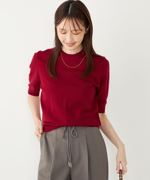 SHIPS Colors:〈手洗い可能〉14ゲージ ショートスリーブ ニット