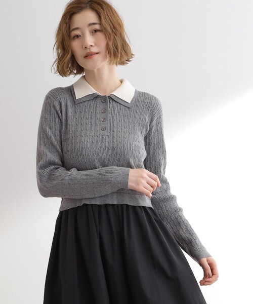 grove(グローブ)の「【時短コーデ】ポロニットドッキングワンピース(ワンピース・レディース・グレー系4/ネイビー系4/ブラック系4・02/03/01/04/05)」の11枚目の写真