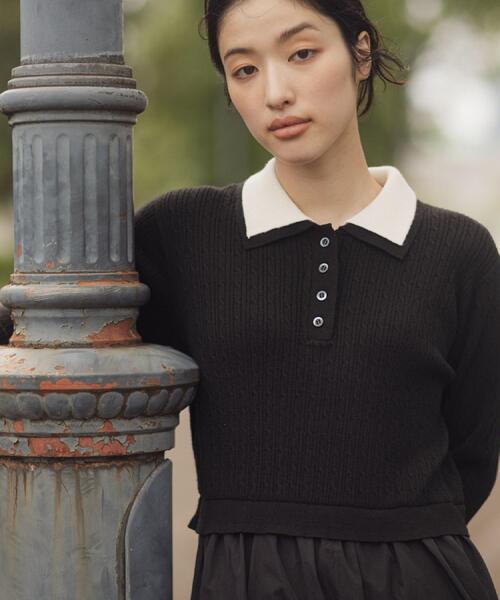 grove(グローブ)の「【時短コーデ】ポロニットドッキングワンピース(ワンピース・レディース・グレー系4/ネイビー系4/ブラック系4・02/03/01/04/05)」の15枚目の写真