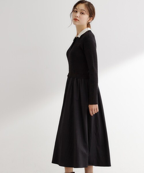 grove(グローブ)の「【時短コーデ】ポロニットドッキングワンピース(ワンピース・レディース・グレー系4/ネイビー系4/ブラック系4・02/03/01/04/05)」の17枚目の写真