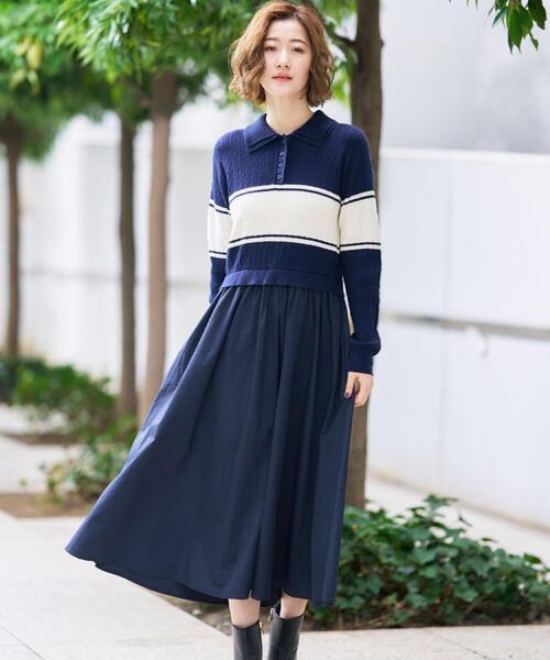 grove(グローブ)の「【時短コーデ】ポロニットドッキングワンピース(ワンピース・レディース・グレー系4/ネイビー系4/ブラック系4・02/03/01/04/05)」の20枚目の写真