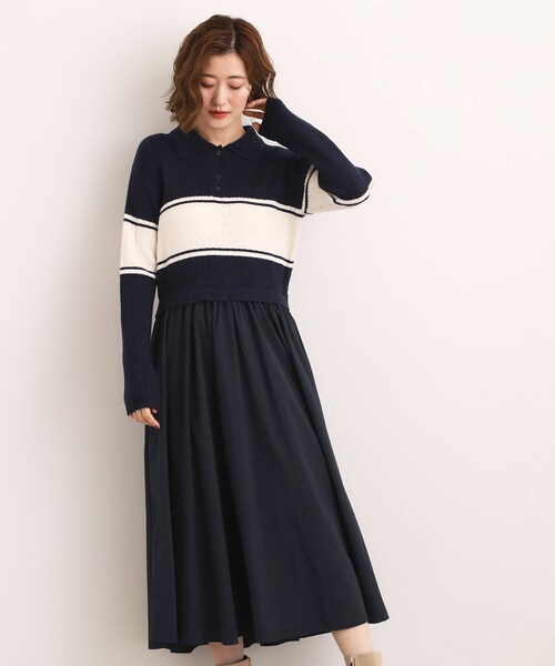 grove(グローブ)の「【時短コーデ】ポロニットドッキングワンピース(ワンピース・レディース・グレー系4/ネイビー系4/ブラック系4・02/03/01/04/05)」の21枚目の写真