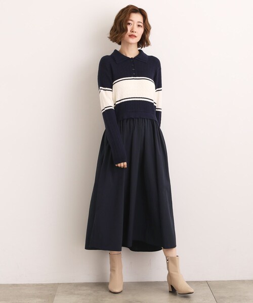 grove(グローブ)の「【時短コーデ】ポロニットドッキングワンピース(ワンピース・レディース・グレー系4/ネイビー系4/ブラック系4・02/03/01/04/05)」の22枚目の写真