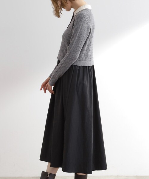 grove(グローブ)の「【時短コーデ】ポロニットドッキングワンピース(ワンピース・レディース・グレー系4/ネイビー系4/ブラック系4・02/03/01/04/05)」の4枚目の写真