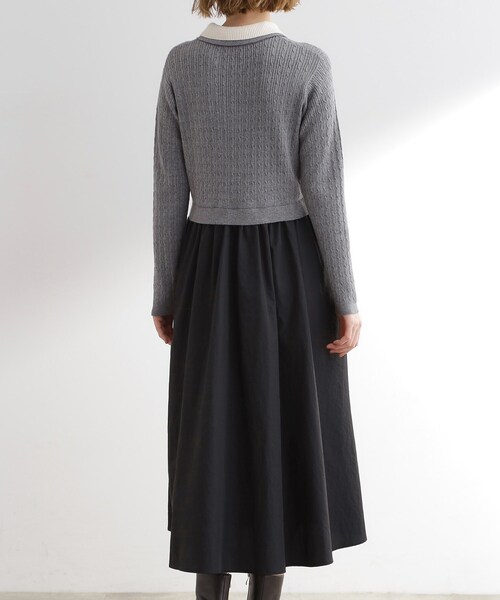 grove(グローブ)の「【時短コーデ】ポロニットドッキングワンピース(ワンピース・レディース・グレー系4/ネイビー系4/ブラック系4・02/03/01/04/05)」の5枚目の写真