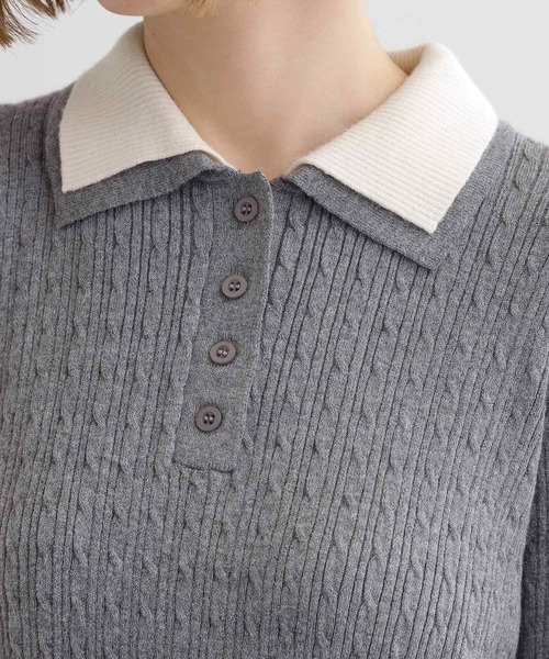 grove(グローブ)の「【時短コーデ】ポロニットドッキングワンピース(ワンピース・レディース・グレー系4/ネイビー系4/ブラック系4・02/03/01/04/05)」の6枚目の写真