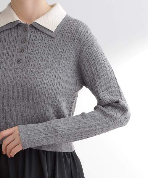 grove(グローブ)の「【時短コーデ】ポロニットドッキングワンピース(ワンピース・レディース・グレー系4/ネイビー系4/ブラック系4・02/03/01/04/05)」の7枚目の写真