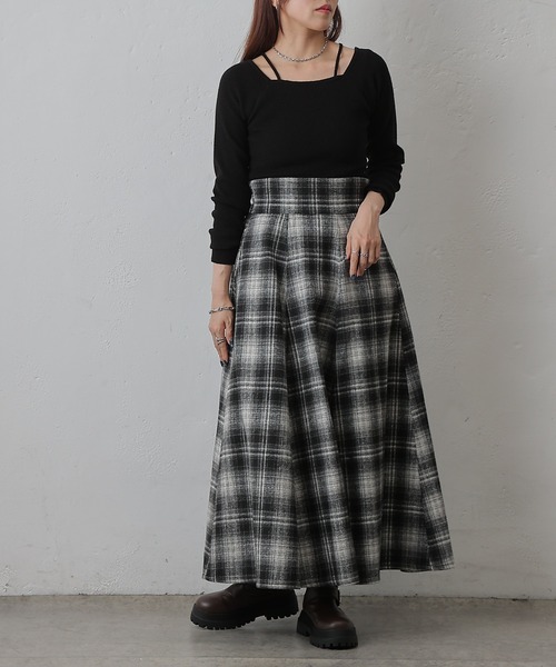 COLONY 2139（コロニートゥーワンスリーナイン）の「起毛チェックフレアスカート（スカート・レディース・ブラック/ブラウン・FREE）」の15枚目の写真