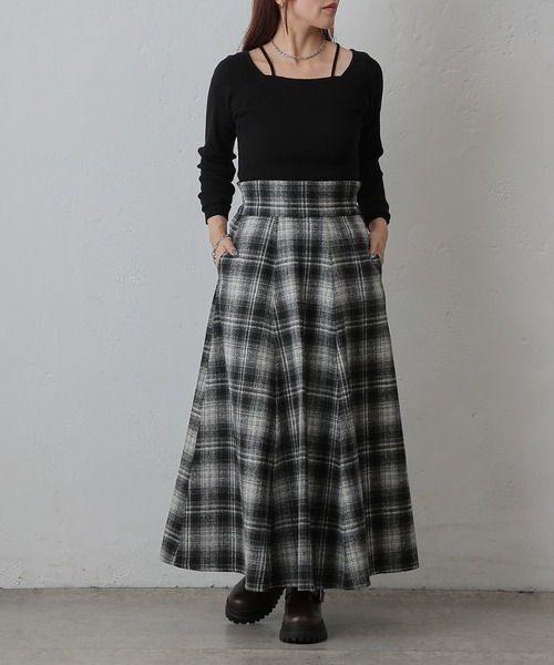 COLONY 2139（コロニートゥーワンスリーナイン）の「起毛チェックフレアスカート（スカート・レディース・ブラック/ブラウン・FREE）」の13枚目の写真