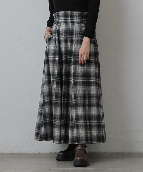 COLONY 2139（コロニートゥーワンスリーナイン）の「起毛チェックフレアスカート（スカート・レディース・ブラック/ブラウン・FREE）」の10枚目の写真