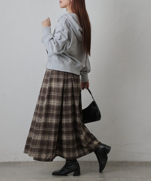 COLONY 2139（コロニートゥーワンスリーナイン）の「起毛チェックフレアスカート（スカート・レディース・ブラック/ブラウン・FREE）」の22枚目の写真