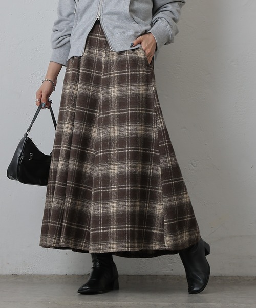COLONY 2139（コロニートゥーワンスリーナイン）の「起毛チェックフレアスカート（スカート・レディース・ブラック/ブラウン・FREE）」の18枚目の写真