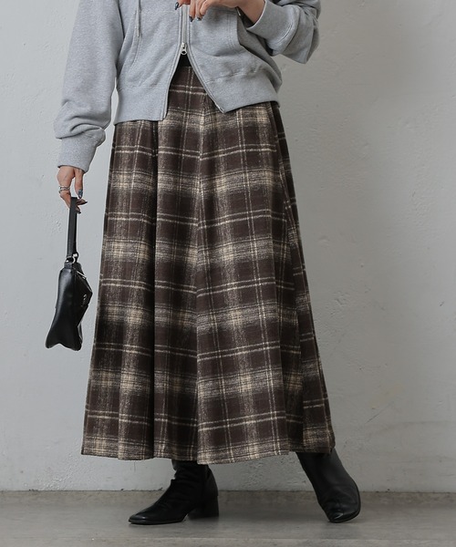 COLONY 2139（コロニートゥーワンスリーナイン）の「起毛チェックフレアスカート（スカート・レディース・ブラック/ブラウン・FREE）」の17枚目の写真