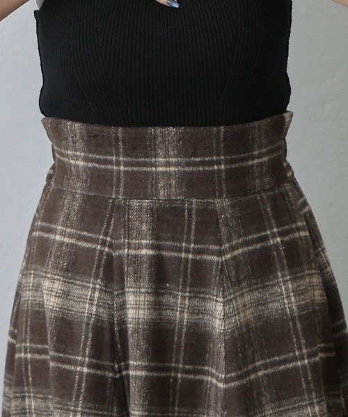 COLONY 2139（コロニートゥーワンスリーナイン）の「起毛チェックフレアスカート（スカート・レディース・ブラック/ブラウン・FREE）」の6枚目の写真