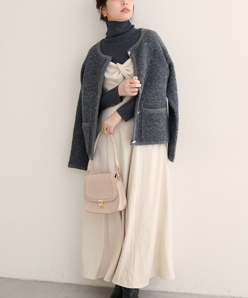 natural couture（ナチュラルクチュール）の「【WEB限定】〈osono〉ねじりリボンキャミワンピース（ワンピース・レディース・ブラウン/アイボリー/ブラック・MEDIUM/LARGE）」の7枚目の写真