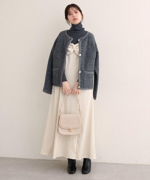 natural couture（ナチュラルクチュール）の「【WEB限定】〈osono〉ねじりリボンキャミワンピース（ワンピース・レディース・ブラウン/アイボリー/ブラック・MEDIUM/LARGE）」の8枚目の写真