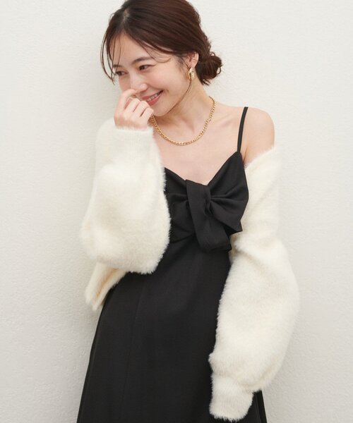 natural couture（ナチュラルクチュール）の「【WEB限定】〈osono〉ねじりリボンキャミワンピース（ワンピース・レディース・ブラウン/アイボリー/ブラック・MEDIUM/LARGE）」の10枚目の写真