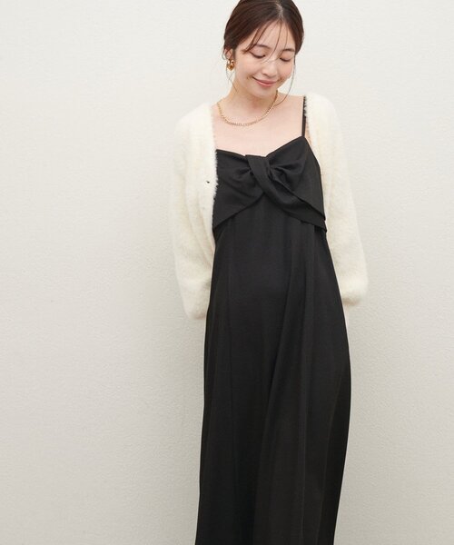 natural couture（ナチュラルクチュール）の「【WEB限定】〈osono〉ねじりリボンキャミワンピース（ワンピース・レディース・ブラウン/アイボリー/ブラック・MEDIUM/LARGE）」の12枚目の写真