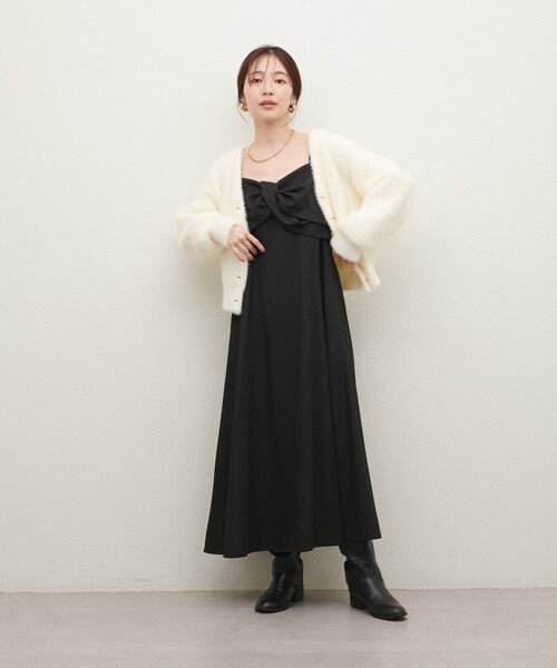 natural couture（ナチュラルクチュール）の「【WEB限定】〈osono〉ねじりリボンキャミワンピース（ワンピース・レディース・ブラウン/アイボリー/ブラック・MEDIUM/LARGE）」の14枚目の写真